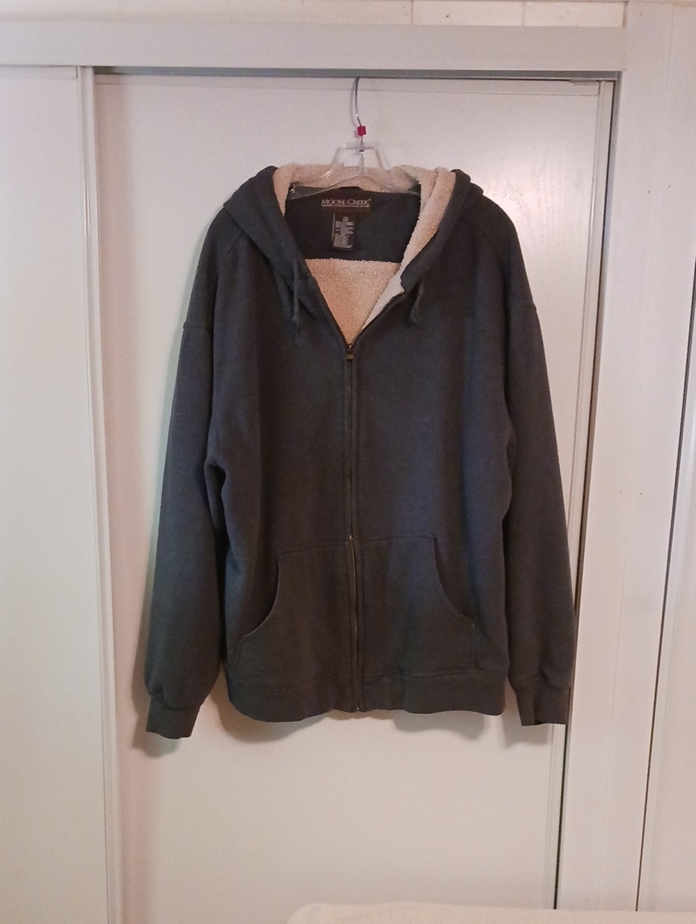 Moose Creek 2XL Men's Charcoal Sherpa-Lined Zip-Up Hoodie